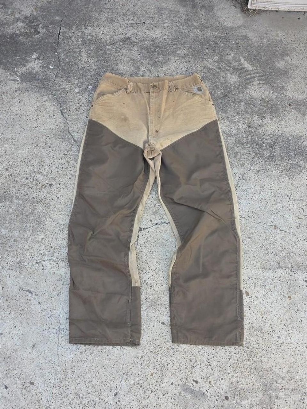 Vintage CARHARTT WU256 Double Knee Tan/Brown BRUSH PANTS Size 36x32 USA Made Dis